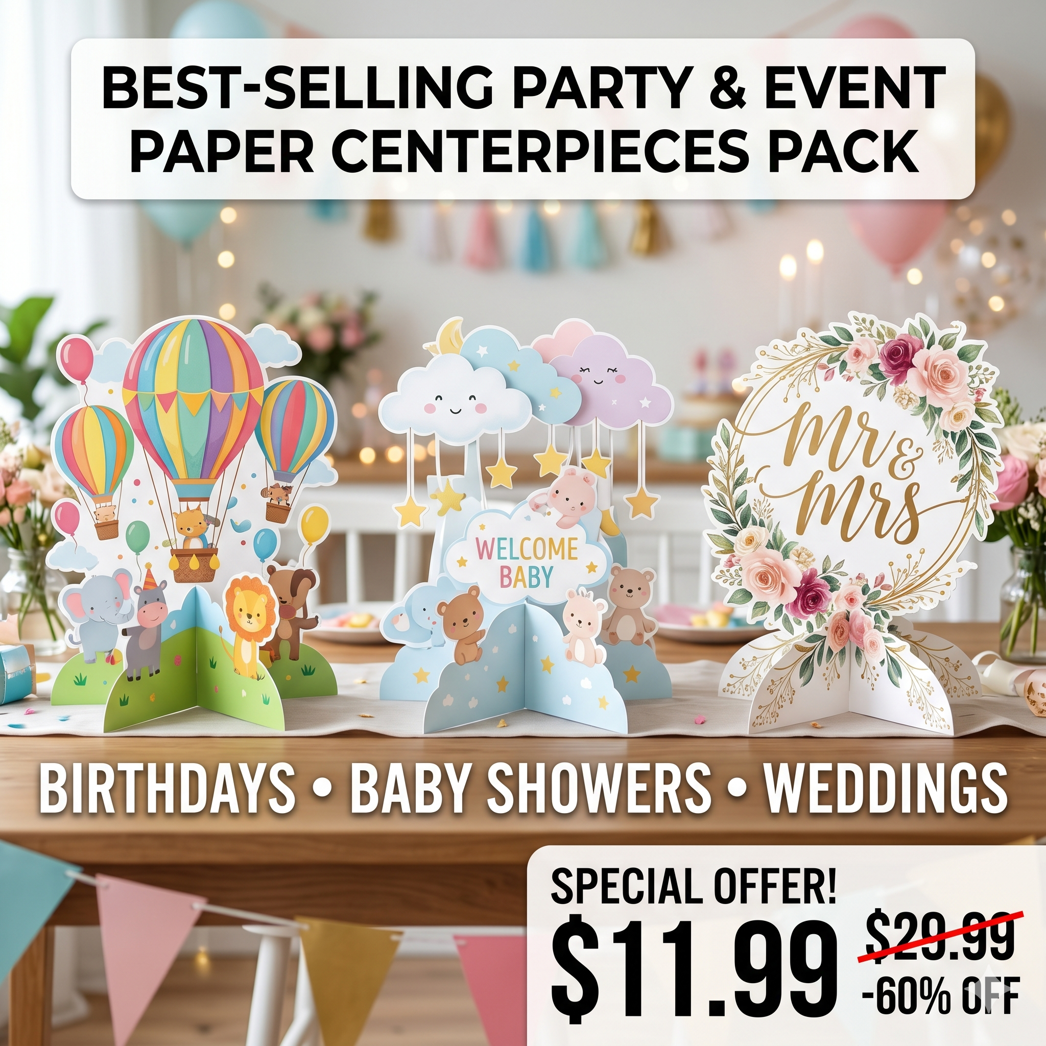 Best-Selling Party & Event Paper Centerpieces Pack